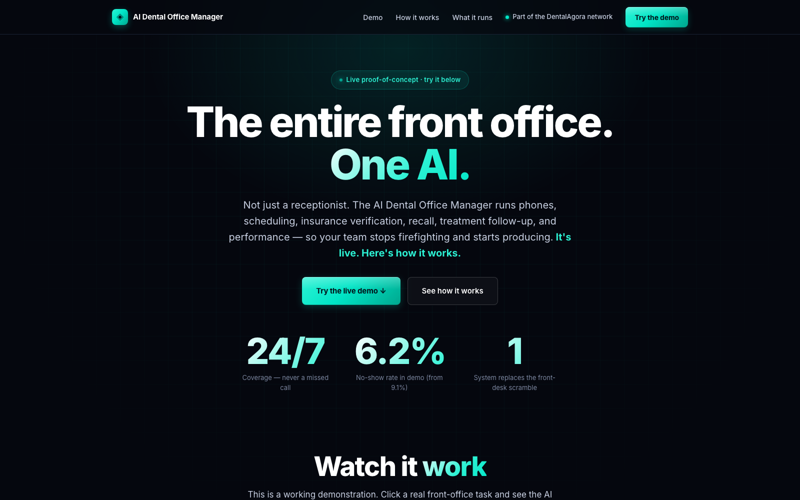 AI Dental Office Manager — live site