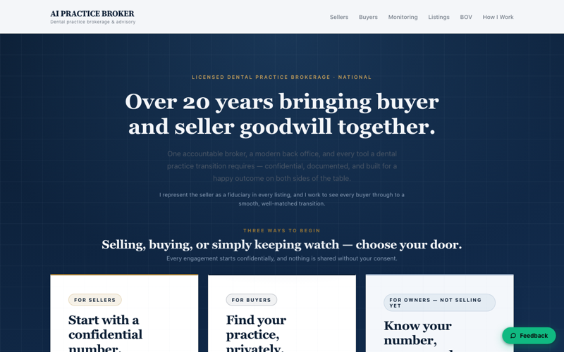 AI Practice Broker — live site