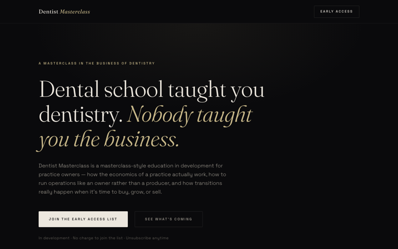 Dentist Masterclass — live site