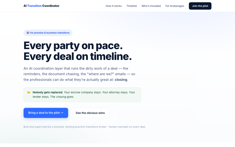 AI Transition Coordinator — live site